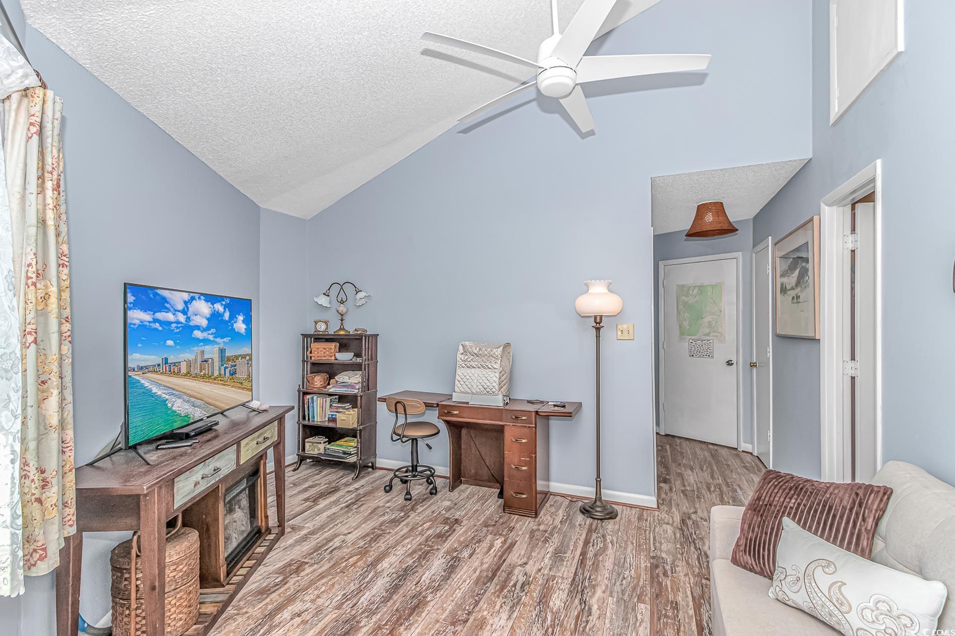 505 Tree Top Lane Myrtle Beach, SC 29588 - Photo 12 of 37 Home office with a ceiling fan, vaulted ceiling, w