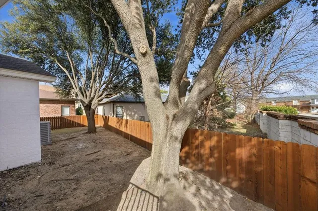 a view of a yard with trees