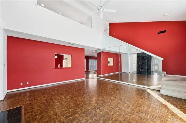 an empty room with windows