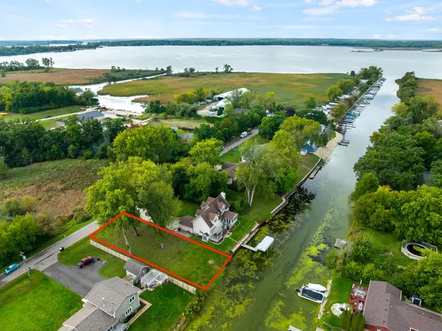 a view of a city and lake