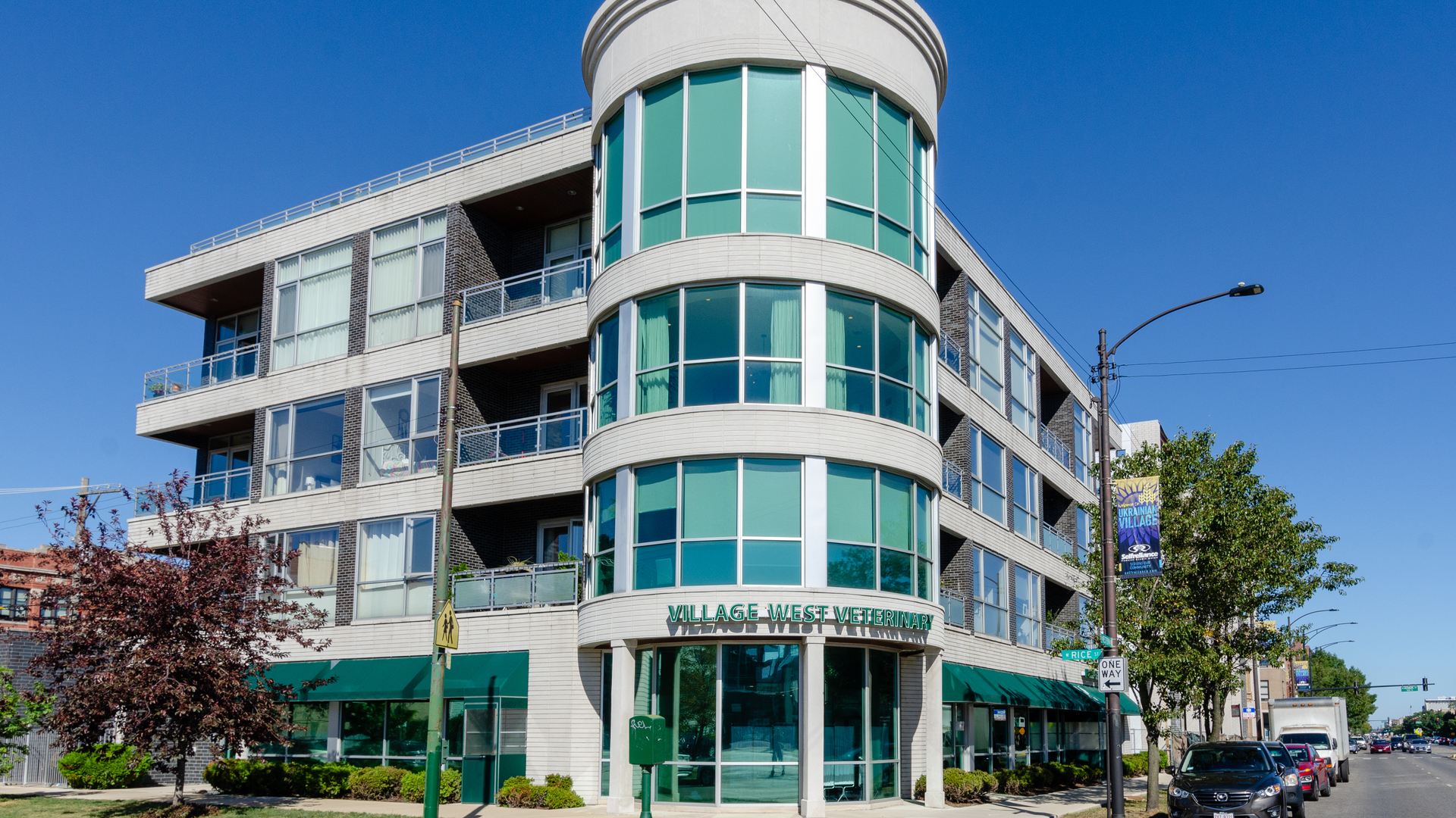 a front view of a building