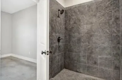 a bathroom with a shower