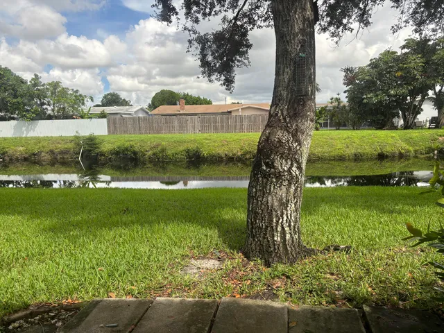 a view of a garden with an outdoor space