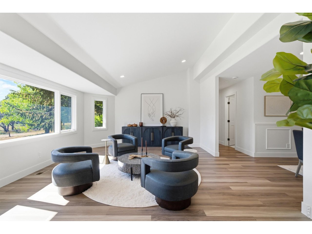 You're immediately greeted by a large living room off the foyer.