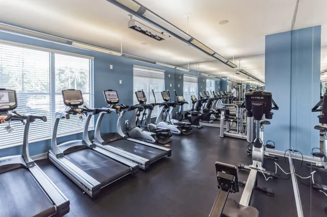 a view of a room with gym equipment