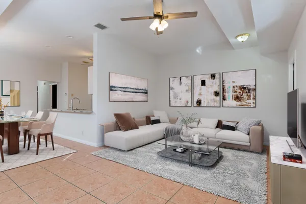 a living room with furniture