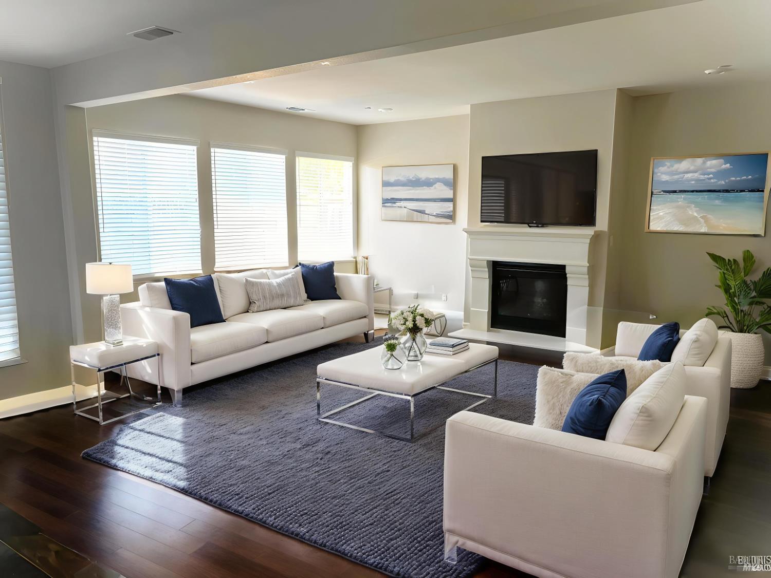 5204 Kim Place Rohnert Park, CA 94928 - Photo 3 of 13 a living room with furniture flat screen tv and a fireplace