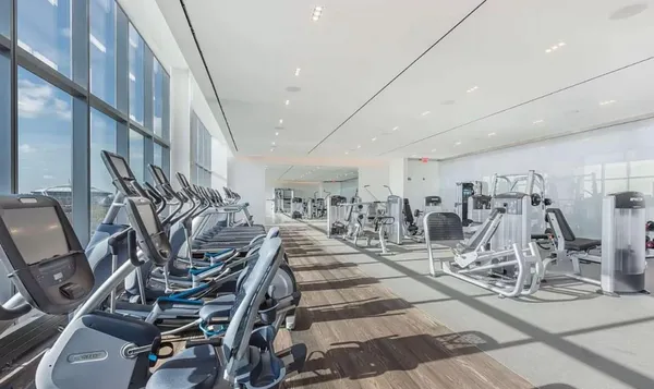 a view of a room with gym equipment