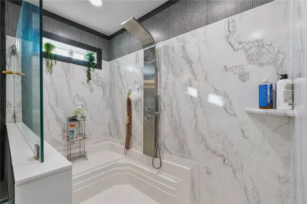 a bathroom with a shower