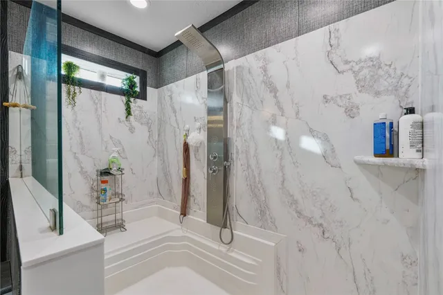 a bathroom with a shower