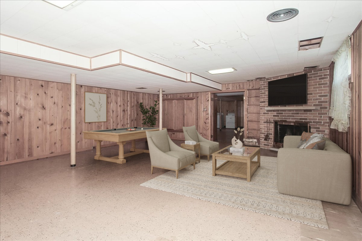 1420 Indian Hill Drive Schaumburg, IL 60193 - Photo 23 of 33 a living room with furniture a fireplace and a flat screen tv