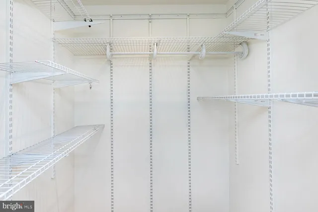 a view of walk in closet with empty racks