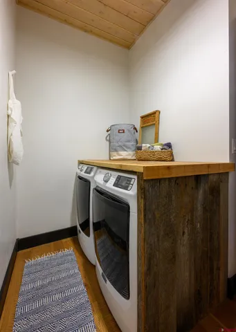 a utility room with dryer and washer