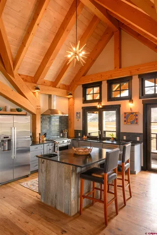 a kitchen with lots of counter top space
