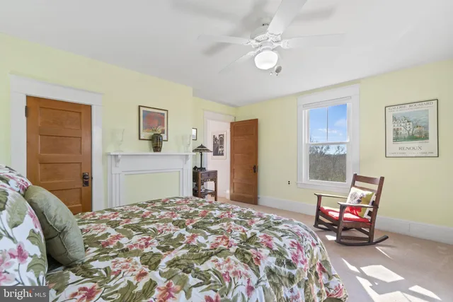 a bed room with a bed and furniture