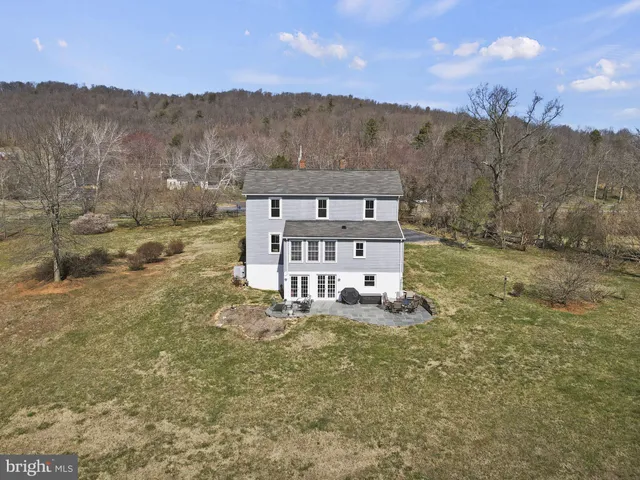 a view of a terrace with a mountain