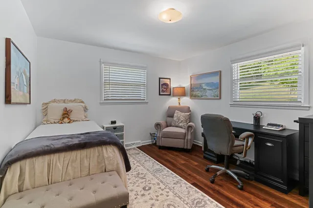 a backyard of a house with lots of green space