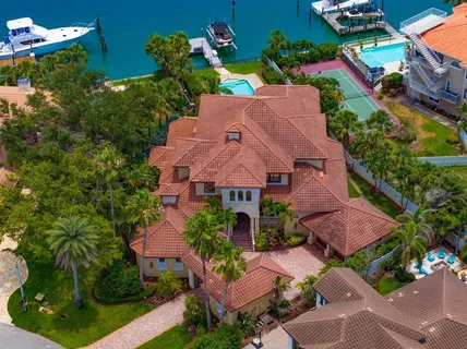 an aerial view of house with yard