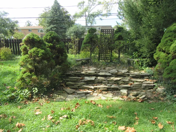 a view of backyard from a window