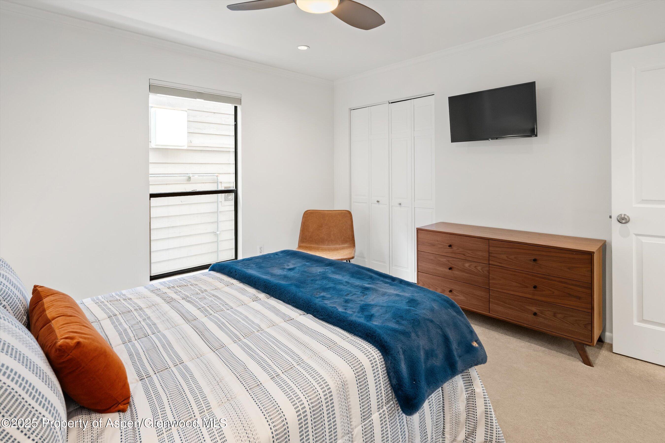 980 East Hyman Avenue, Unit 3 Aspen, CO 81611 - Photo 23 of 26 a bedroom with a bed and a television