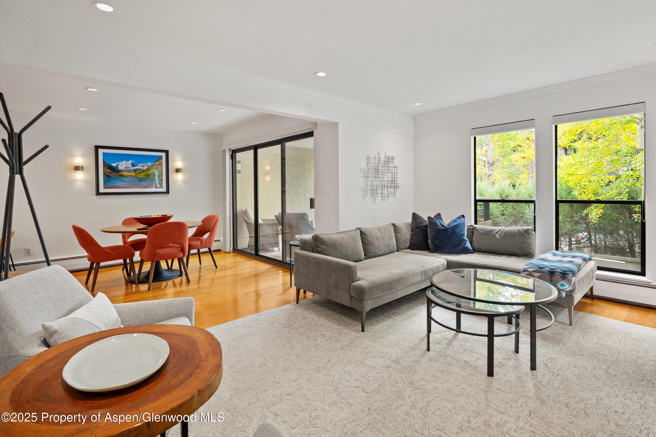 980 East Hyman Avenue, Unit 3 Aspen, CO 81611 - Photo 5 of 26 a living room with furniture a rug a window and a table