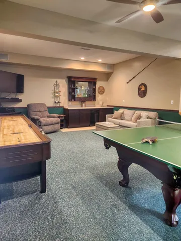 a room with pool table