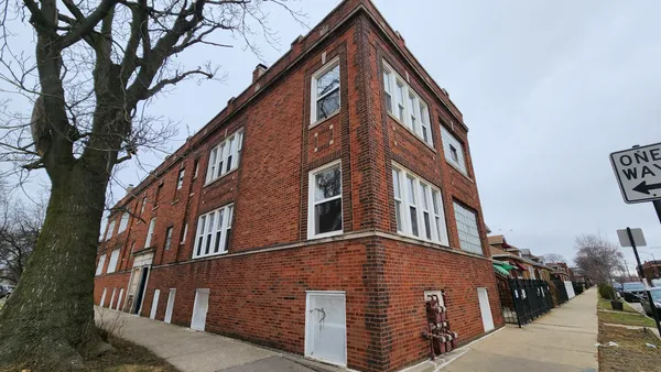 a front view of a building