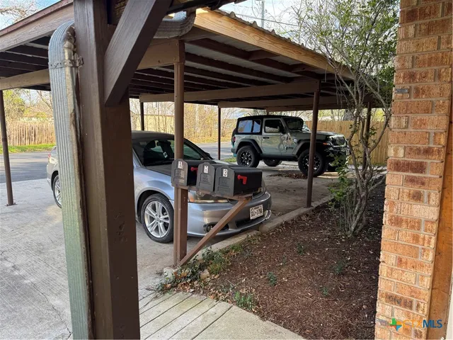 a view of car parked in garage