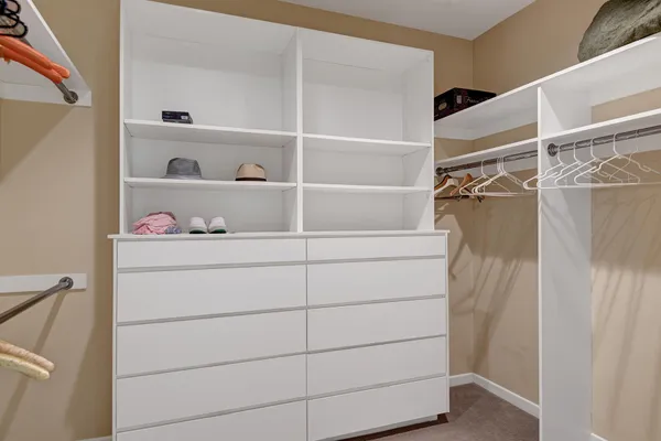 a close up view of a closet