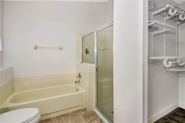 a bathroom with a toilet and a bathtub