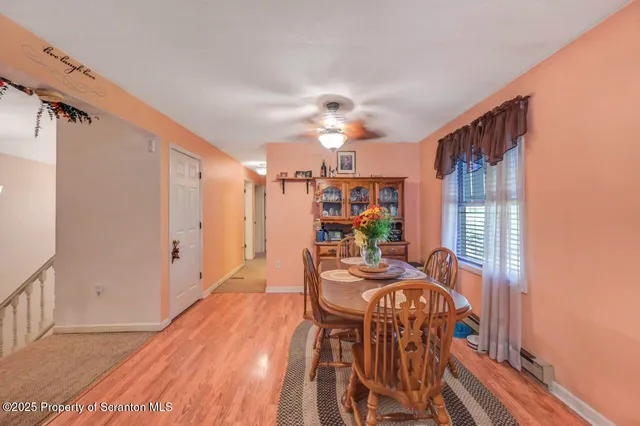 a view of a park with large trees
