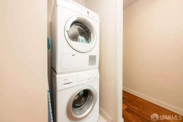 a close up view of a washer and dryer in a room