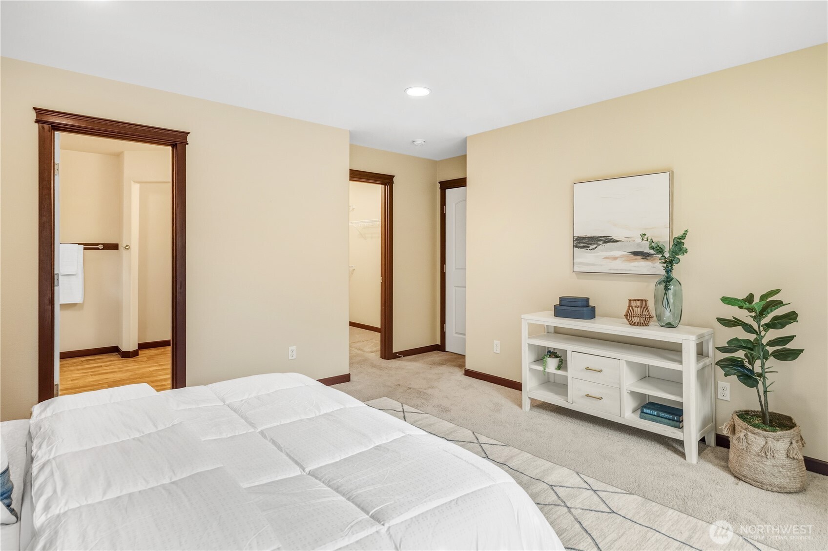 1914 South Discovery Road Port Townsend, WA 98368 - Photo 15 of 39 a bedroom with a bed and a cabinets