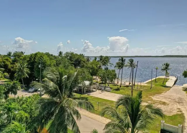 a aerial view of a house with a yard and garden