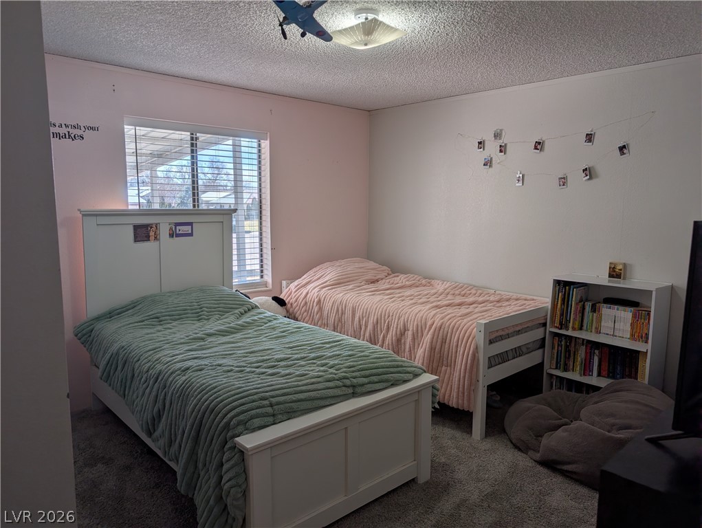 320 6th Street Panaca, NV 89042 - Photo 22 of 31 Bedroom featuring carpet and a textured ceiling