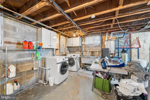 a view of a storage room with washer and dryer