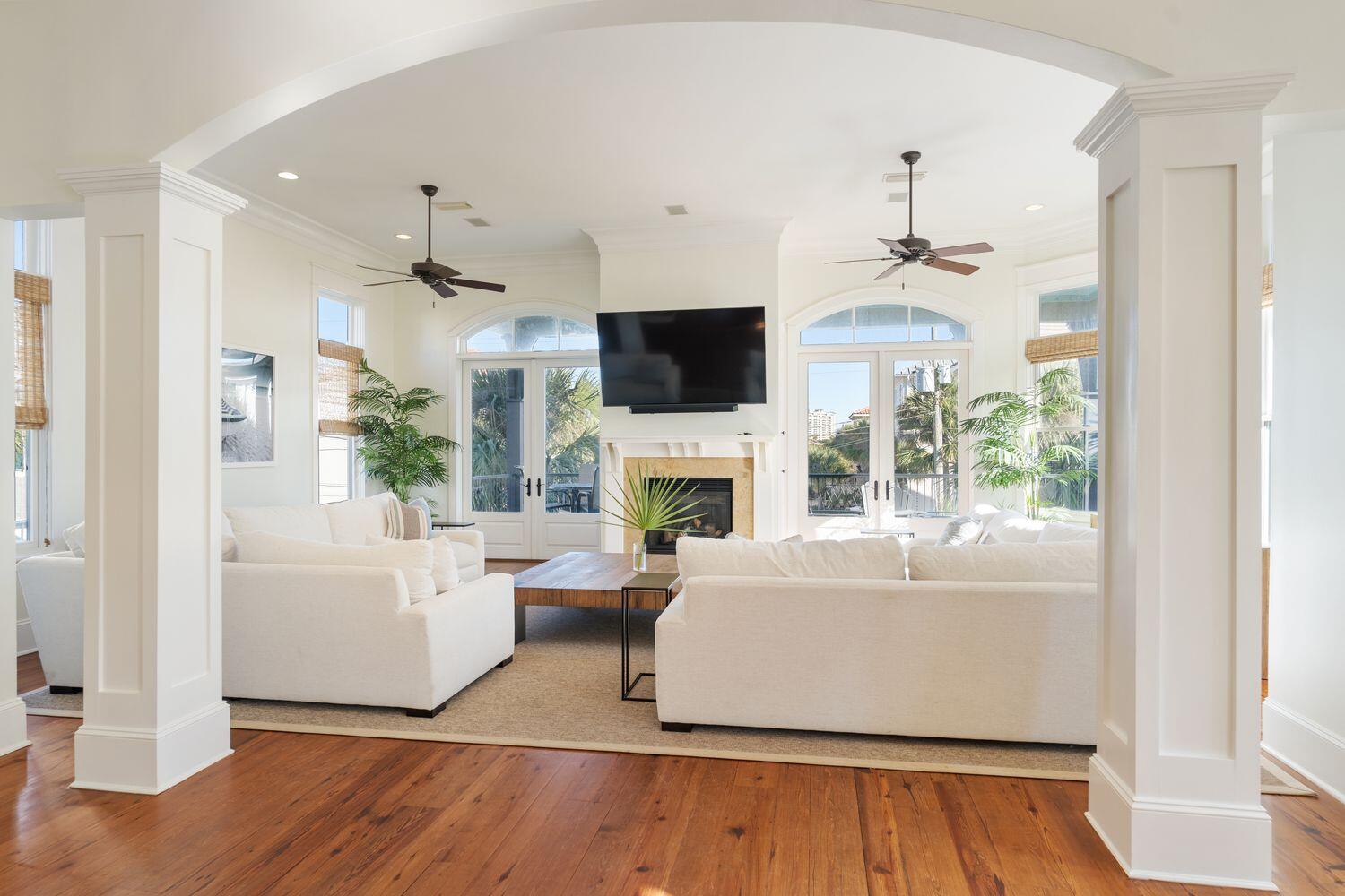 216 Sandtrap Road Miramar Beach, FL 32550 - Photo 18 of 66 a living room with fireplace furniture and a flat screen tv