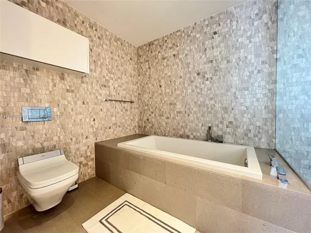 a bathroom with a toilet and a bathtub