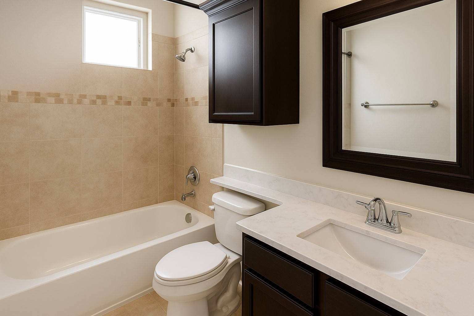 4420 Red River Street, Unit B Austin, TX 78751 - Photo 6 of 11 A pristine bathroom featuring contemporary tile work and a sleek vanity with ample counter space.