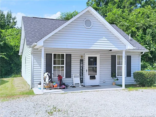 a view of a house with a patio