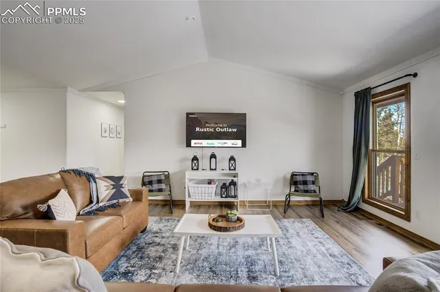 a living room with furniture and a window