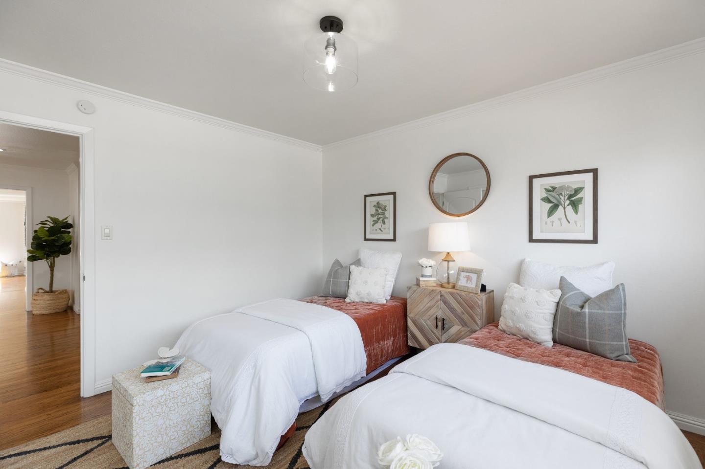 1808 Castenada Drive Burlingame, CA 94010 - Photo 26 of 37 a bedroom with two beds and painting on the wall