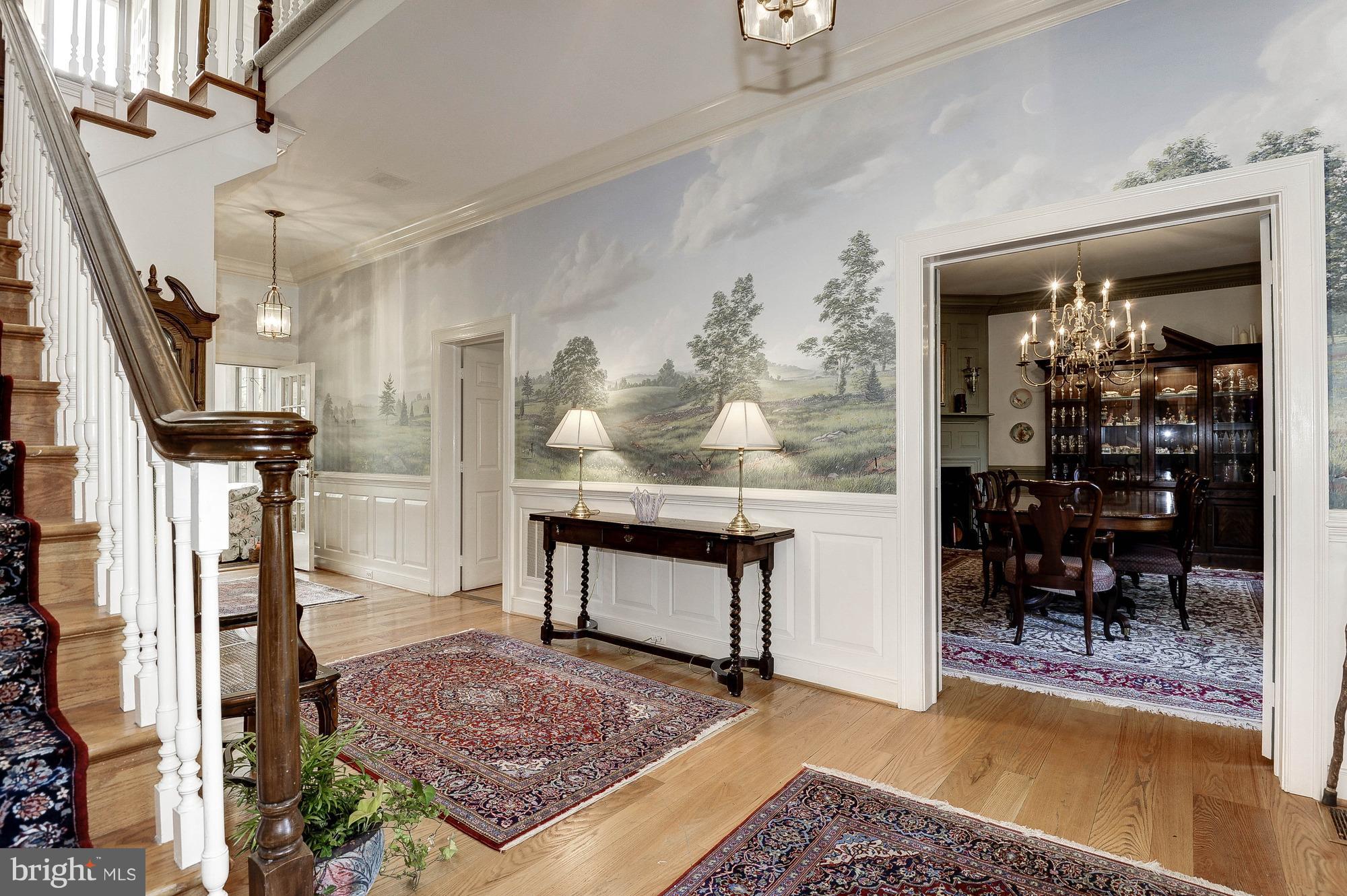 23355 Parsons Road Middleburg, VA 20117 - Photo 7 of 30 Hand painted mural in Foyer looking into Dining Rm