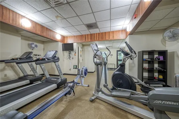 a room with gym equipment