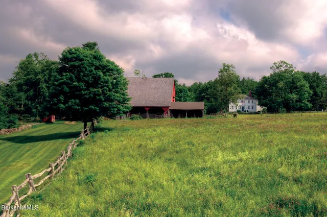 a view of a lake with a city