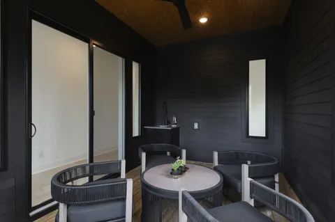 a room with furniture and windows