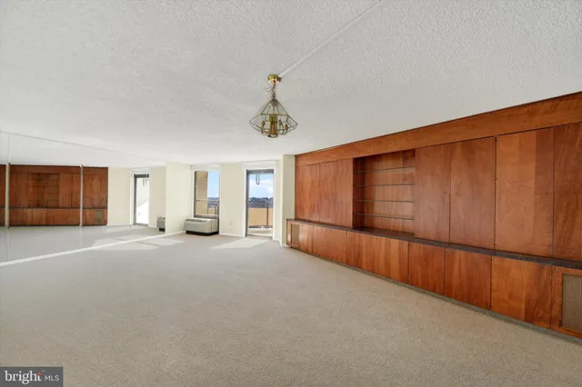 a view of an empty room with garage