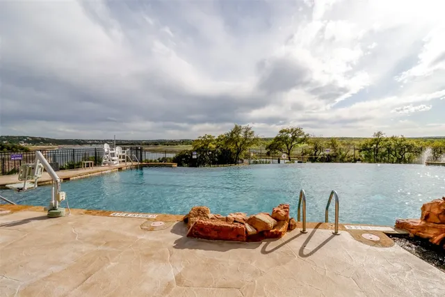 an outdoor space with furniture