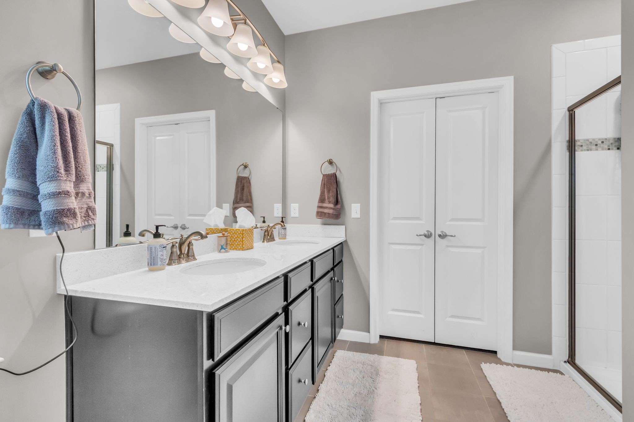 6930 Wellsford Lane College Grove, TN 37046 - Photo 20 of 44 a bathroom with a sink vanity and a mirror