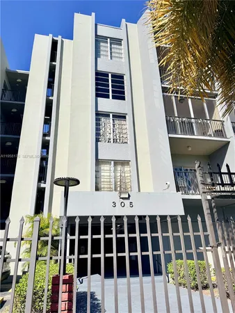 a front view of a multi story building